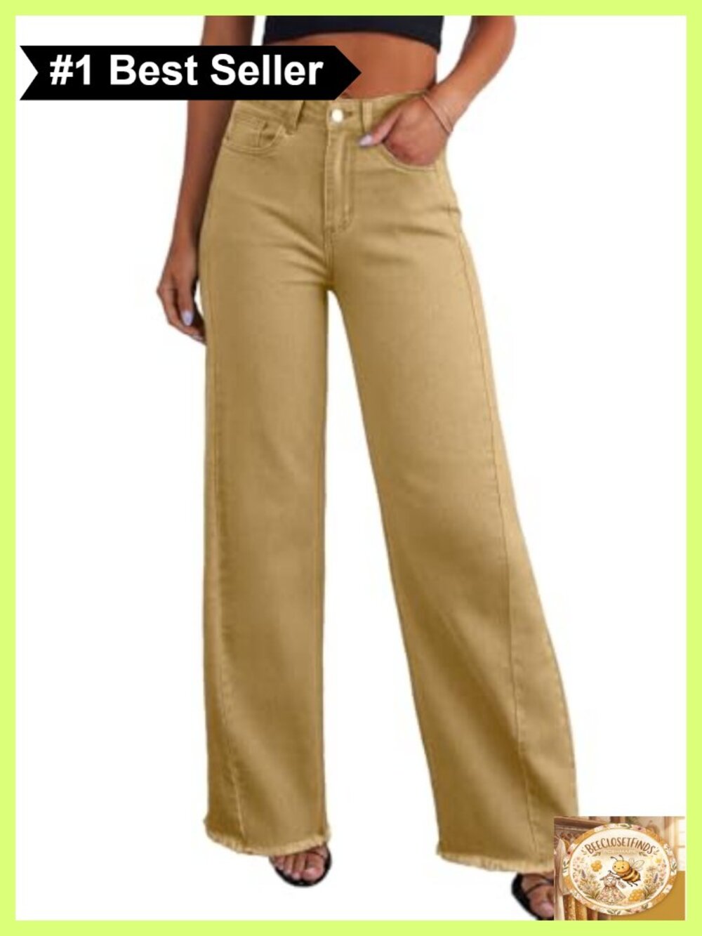 Women's Wide Leg High Waisted Stretchy Denim Jeans Raw Hem Baggy